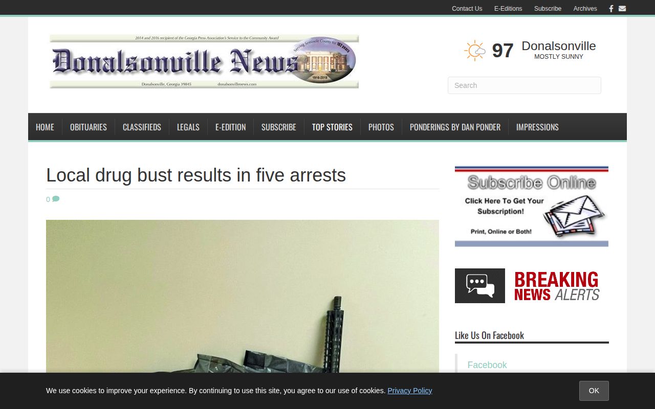 Seminole County local crime news example from The Donalsonville News