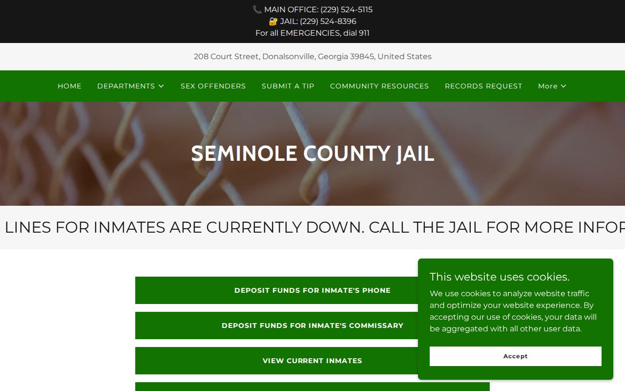 Seminole County Sheriff's Office jail information and county booking records
